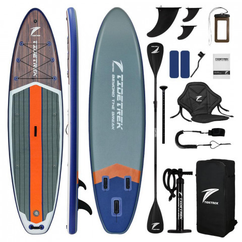 Сапборд TIDETREK SUPTT72A (350*89*15) серо-синий с сиденьем и двойным веслом, код 78946